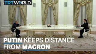 Putin meets Macron in Moscow but keeps him away with a long table [upl. by Adnola299]