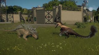 Jurassic World Evolution 2 Modified Utahraptor vs Sauropelta [upl. by Oliver]