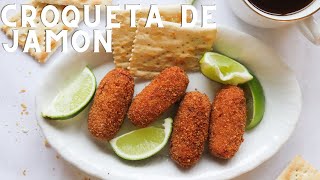 Croquetas de Jamon  Cuban Style Ham Croquettes  Anitas Delights [upl. by Suirauqram]