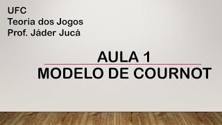 Aula 1  Modelo de Cournot  Teoria dos Jogos [upl. by Xuaegram]