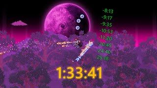 Terraria  Master Hardcore Moon Lord Speedrun 13341 Random Seed NMA [upl. by Ognimod]