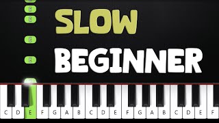 Rush E  SLOW BEGINNER Piano Tutorial [upl. by Aylmar]