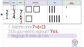 3digit addition regroup ones Grade 2 [upl. by Nwahsiek]