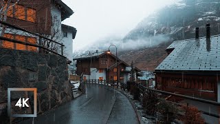 Walking in the Rain Zermatt Switzerland and Mattervispa Rain and City Sounds [upl. by Kelcie]