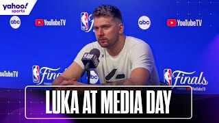 🗣️ Mavs’ LUKA DONCIC speaks on KRISTAPS PORZINGIS and more  NBA Finals Media Day  Yahoo Sports [upl. by Otir]