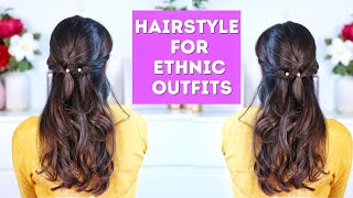 Simple Bridesmaid Hairstyle for Saree Easy Hairstyle for Lehenga Hairstyle for Girls Femirelle [upl. by Yonit910]