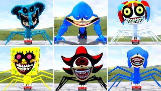 Pomni TrainElephant Horror TrainSponge Bob TrainShin Sonic TrainShadow Sonic Train in Garrys Mod [upl. by Assinna970]