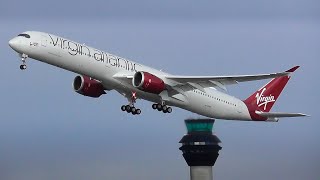 Virgin Atlantic Airbus A3501000 Take off at Manchester Airport GVEVE [upl. by Asselam301]