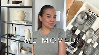 We moved A little chit chat… necessities haul…  styling my glass shelf [upl. by Ahsinat736]