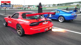 JDM Cars Drag Racing  3Rotor Turbo RX7 1300HP Skyline GTR Supra Stagea 2000HP GTR Lancer Evo [upl. by Nodnyl339]