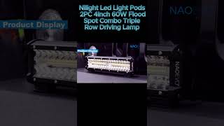 Nilight Led Light Pods 2PC 4Inch 60W Flood Spot Combo Triple Row Driving Lamp Roof Bumper Off Road [upl. by Blinny]