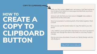 How to Create a Copy to Clipboard Button [upl. by Trahurn]