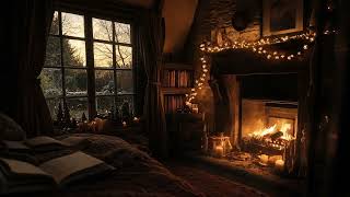 Cozy Christmas Morning Bedroom Cozy Ambience w Crackling Fire amp Morning Sounds NO MUSIC [upl. by Baskett259]