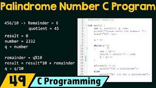 Special Programs in C − Check If The Number Is Palindrome Number [upl. by Yenal883]