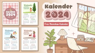 Cara Membuat Kalender di Canva  Kalender 2024 [upl. by Llerdnek]