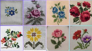 Floral cross stitch Hand embroidery thick cotton  Beautifull Hand cross stitch [upl. by Arorua918]