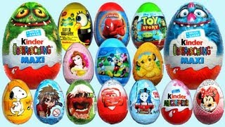 12 Surprise Eggs Toy Story Kinder Surprise Eggs Unboxing Disney Pixar Easter Madagascar 3 Trash Pack [upl. by Indihar]