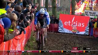 Van der Poel in EPIC Cyclocross battle with Van Aert and Pidcock  Gavere highlights [upl. by Farrow409]