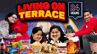 Living On Terrace for 24 Hours Challenge  Family Comedy Challenge  Cute Sisters [upl. by Acinomad]