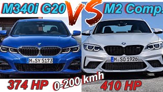 NEW M340i vs M2 Competition  374HP i6 Turbo vs 410HP i6 BiTurbo  0100  0200 kmh 250 kmh [upl. by Alyehs]