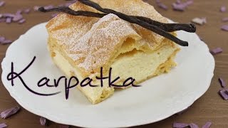 Karpatka Rezept  polnischer Windbeutelkuchen  mit Brandteig und Puddingcreme [upl. by Ardnaid]