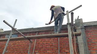 4K How to do beam corner for masonry fence work construction masonry workers [upl. by Atauqal]