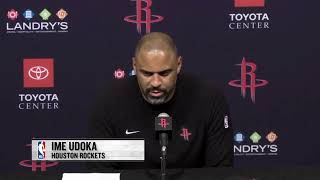 Ime Udoka Houston Rockets  Alperen Şengün turned up for us bigtime against New York Knicks [upl. by Aciraa]