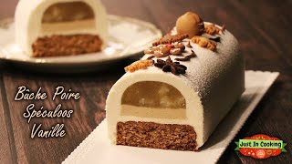 ❅ Recette de Bûche de Noël Poire Spéculoos Vanille ❅ [upl. by Enined]