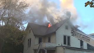 Jamestown NY Structure fire with 3 long blast on the air horns [upl. by Bobbie299]