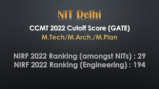 CCMT 2022 Cutoff  Part 29  NIT Delhi  NITs Previous Year Cutoff Score  GATE  MTechMArchMPlan [upl. by Duomham]