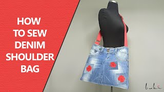 How to Sew Denim Crossbody Bag I Easy Denim Shoulder Bag howtosew howtosewbag denimcrossbodybag [upl. by Alexandre]