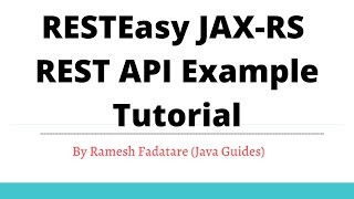 RESTEasy JAXRS REST API Example Tutorial [upl. by Hitoshi]