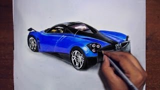 Drawing Cars 3  Pagani Huayra  Prismacolor pencils [upl. by Jaime368]