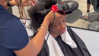 Blow dry 4c hair  very full hair [upl. by Jesher536]