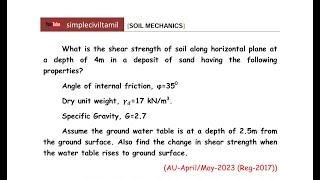 Shear Strength Problem 3 [upl. by Aruasor]