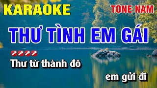 Karaoke Thư Tình Em Gái Tone Nam Nhạc Sống  Nguyễn Linh [upl. by Ahsemik]