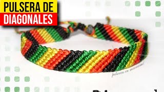 ⏭️ PULSERA estilo DIAGONAL  Pulseras de HILO encerado ⏮️ HaunterMake [upl. by Bergh]