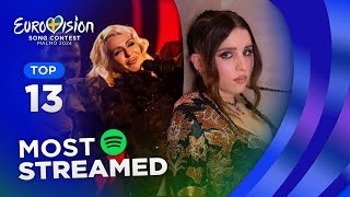 Eurovision 2024 Most Streamed on Spotify TOP 13 [upl. by Yemerej]