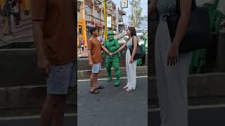 Couple Forehead Kiss Green Man funny reaction funnyvideo funnyshorts viralshort viralvideo [upl. by Oza]