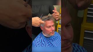 Scissor Cut The Top of Mens Hair for Flow barber barberingeducation [upl. by Esyle281]