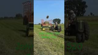 John Deere 520 Baling Hay throwbackthursday shorts farming hayseason johndeeregreen haymaking [upl. by Mortie]