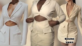 Cropped blazer dress tutorial sewing video [upl. by Grochow387]