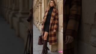 Top Autumn Street Fashion Trend 2024 Urban Layering with Oversized Plaid Shacket amp Turtleneck Dress [upl. by Quenby]