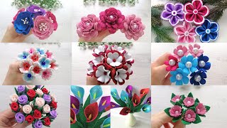 🔥10 ideas 🔥Beautiful Flowers from glitter foamiran ❤️Flower making DIY [upl. by Wilscam]