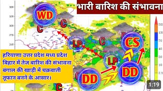 हरियाणा उत्तर प्रदेश मध्य प्रदेश बिहार में तेज बारिश बंगाल की खाड़ी में चक्रवर्ती तूफान। [upl. by Nive]