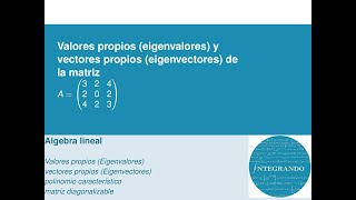 Valores propios y vectores propios  Ejemplo 3  matriz 3x3 dos valores y tres vectores propios [upl. by Eedyah]