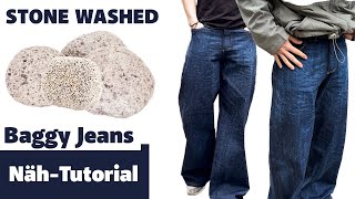 Baggy Jeans nähen amp stone washen  Nähanleitung für Jeans und DIY stone washing [upl. by Jannel]