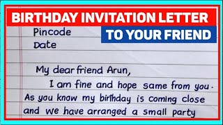 Write a letter to your friend inviting himher to attend your birthday party Letter writing [upl. by Wehner]