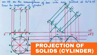 Projection of Solids in Engineering Drawing  Cylinder I EG  Tamil [upl. by Nnylhsa18]