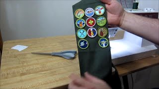 Sewing on Boy Scout Merit Badges [upl. by Llyrat]